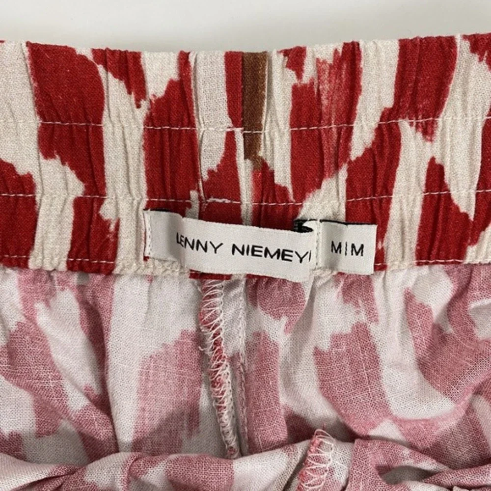 Red Patterned Elastic Waist Women's Shorts